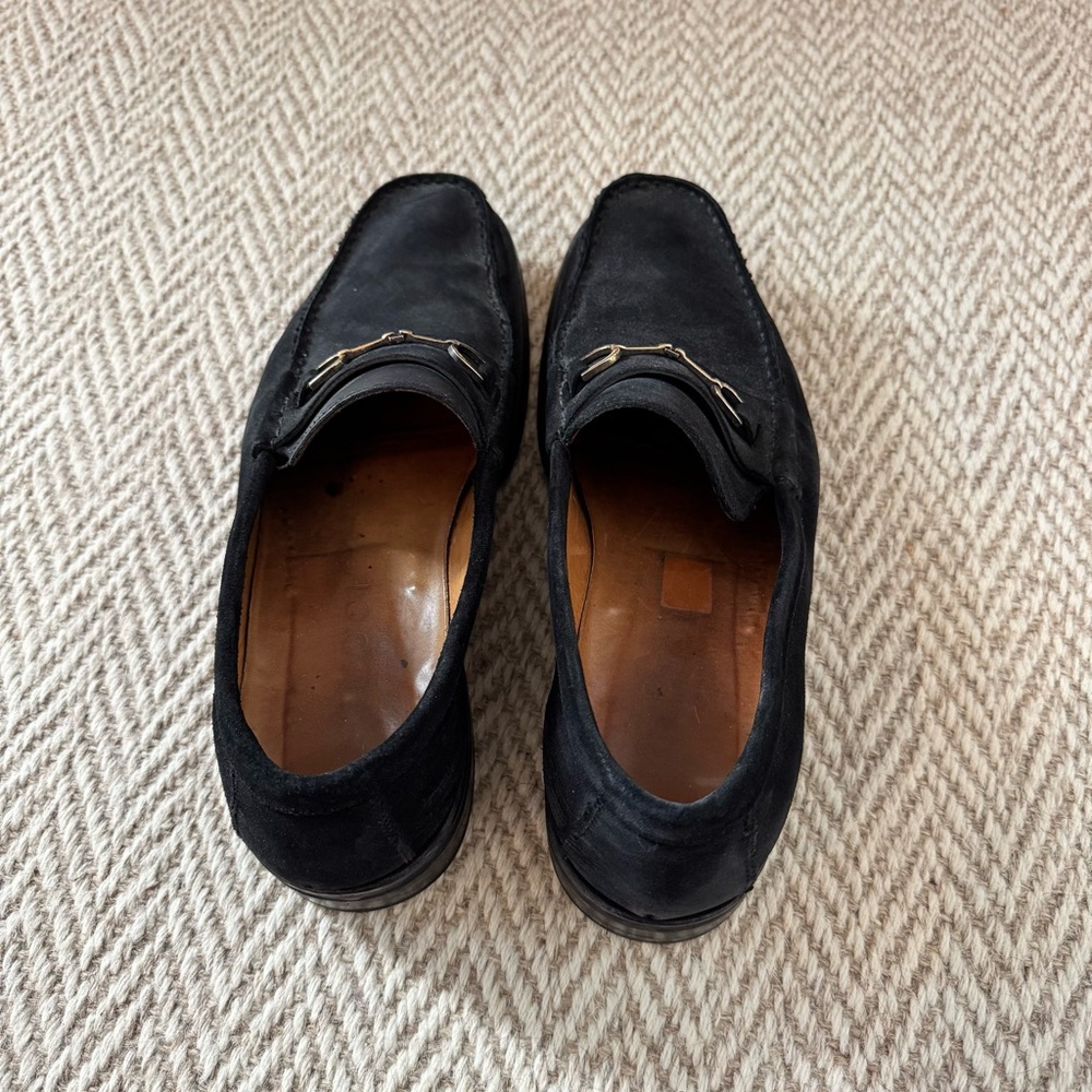Men’s Gucci Suede Black & Gold Horse Bit Loafers | Size 11.5 - Picture 6 of 7